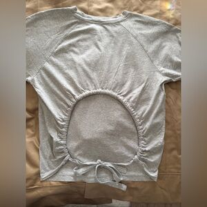 TIBI grey 100% cotton T-shirt with drawstring cutout in back Size L